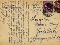Postkarte 1923 Rückseite